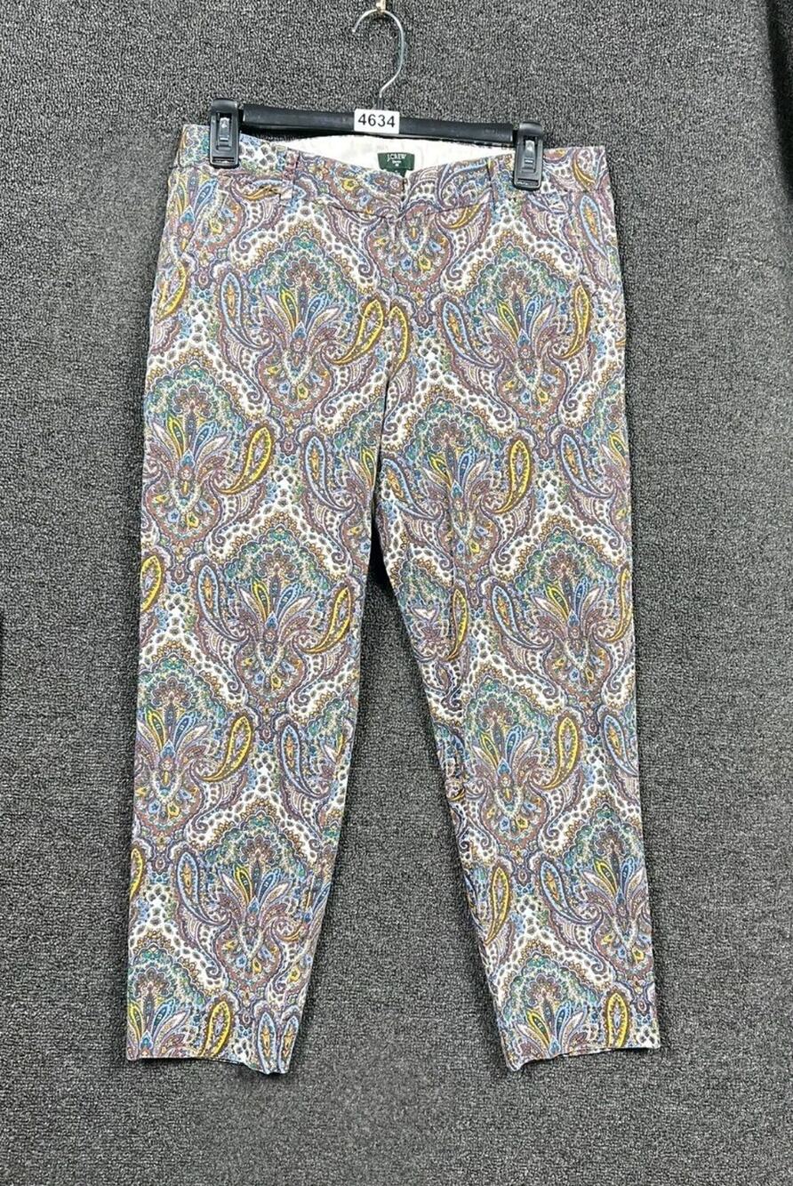 J. Crew City Fit Cropped Pants Womens Size 6 Paisley Multicolor Cotton Blend